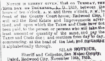 News Clipping About Silas Hovious, 1859